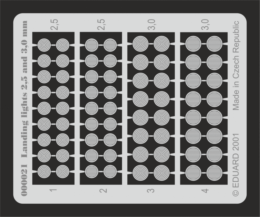 Посадкові фари 2,5 і 3 мм. EDUARD 00021