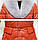 Витончений шкіряний приталений пуховик, з коміром з песця (еко-шкіра), червоний, фото 9
