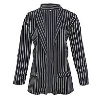 Легкий женский пиджак без подкладки в тонкую полоску черный