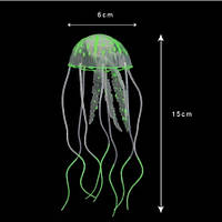 Зелена медуза в акваріум силіконова - діаметр шапки 6-6,5 см
