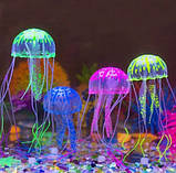 Блакитна медуза в акваріум силіконова - діаметр шапки 6-6,5 см, фото 6