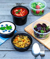 Контейнер герметичний 250 мл. чорний Ø115 мм. h 44 мм. без кришки Кр.0082