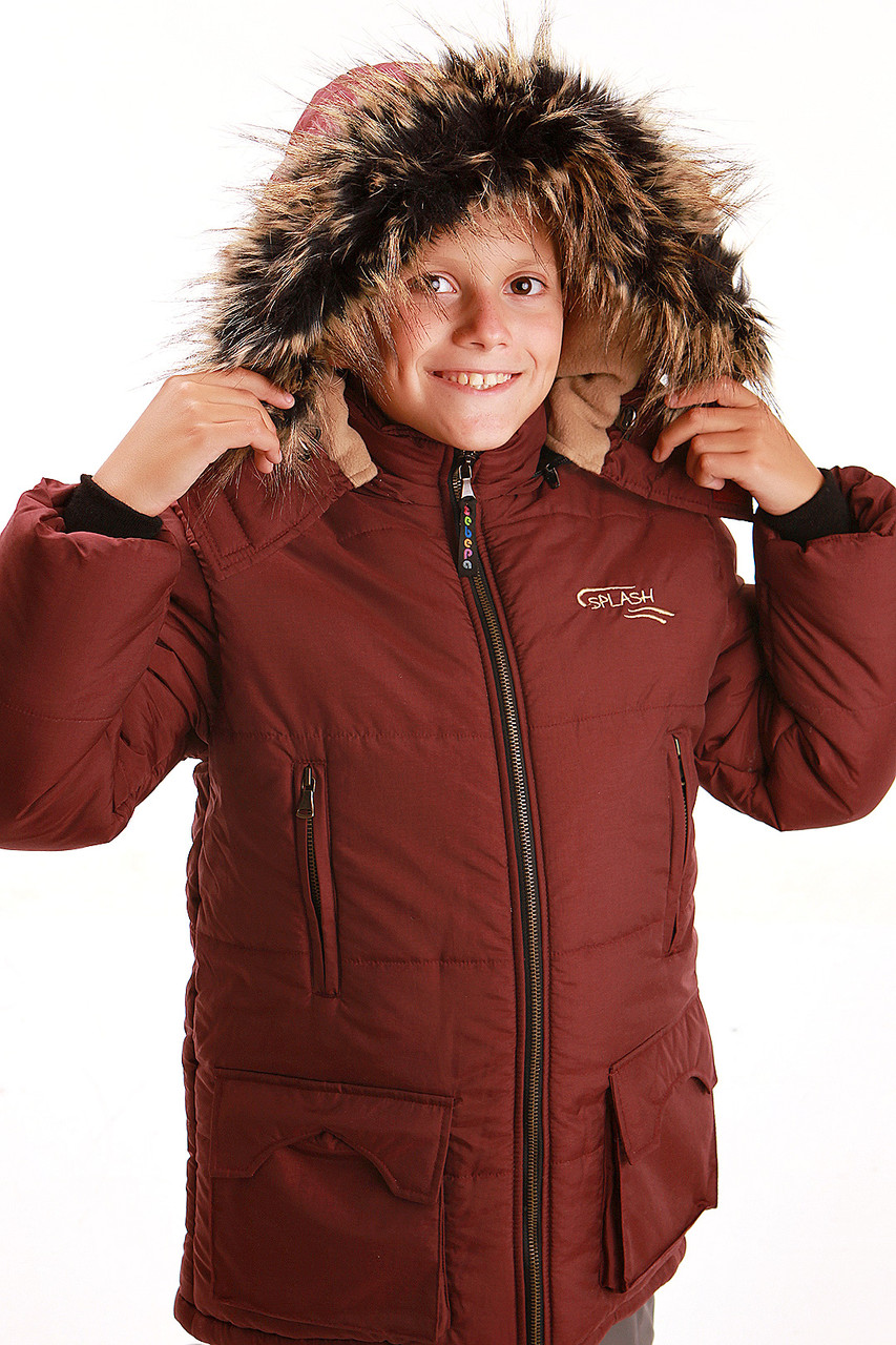 Зимова бордова куртка дитяча для хлопчика і дівчинки Розмір 122 см