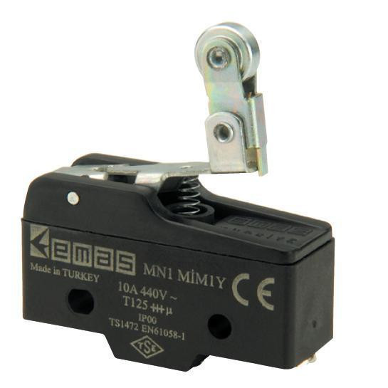 Міні-вимикач з металевим роликом і пружиною на короткому важелі, фото 1