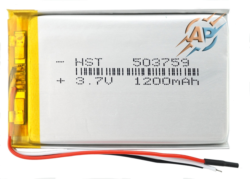 Акумулятор літій-полімерний, 1200mAh, 3.7 v, 503759, з виходом на 3 дроти