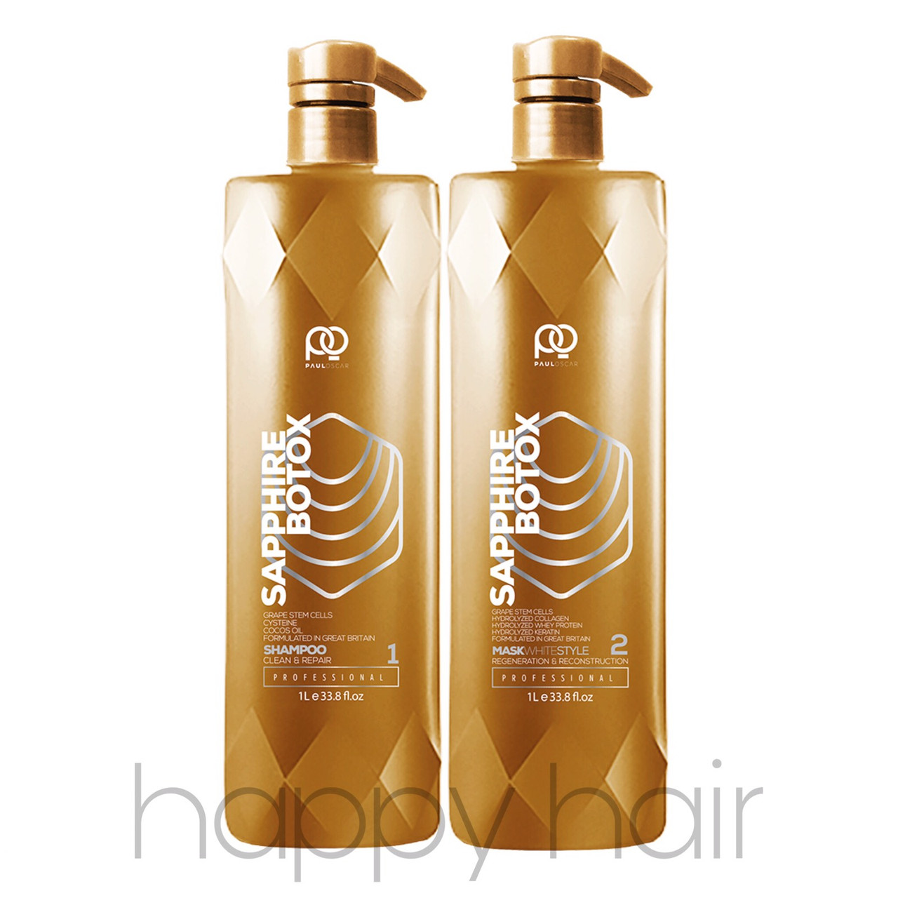 Paul Oscar Sapphire btox White Набір ботекс для волосся 2х1000 р