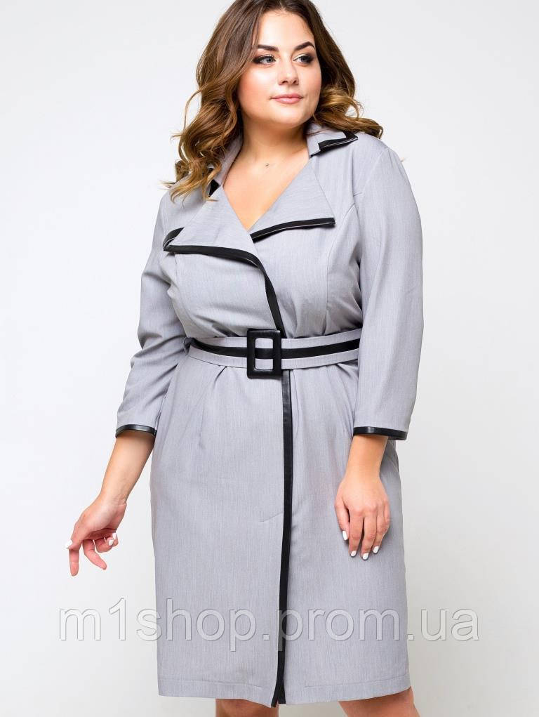 Женское платье с отложным воротником и поясом больших размеров (Мальфа lzn ) - фото 2 - id-p1056327785