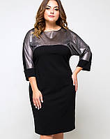 Женское черное платье с блестящим верхом больших размеров (Мадина lzn )