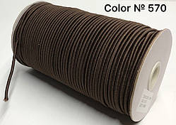 Кругла резинка Капелюшна темно-коричневий, діаметр 3 мм