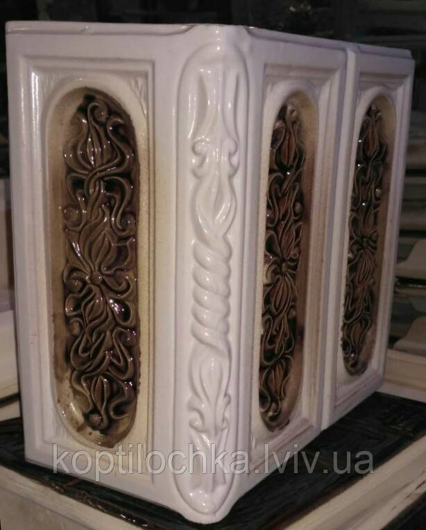 Кахель (изразцы). "Половинки", білий з коричневим