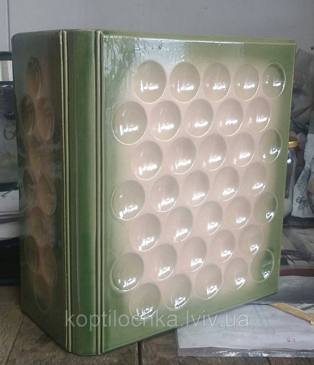 Кахель (ізразці) "Соты", зелена піддувка, фото 1