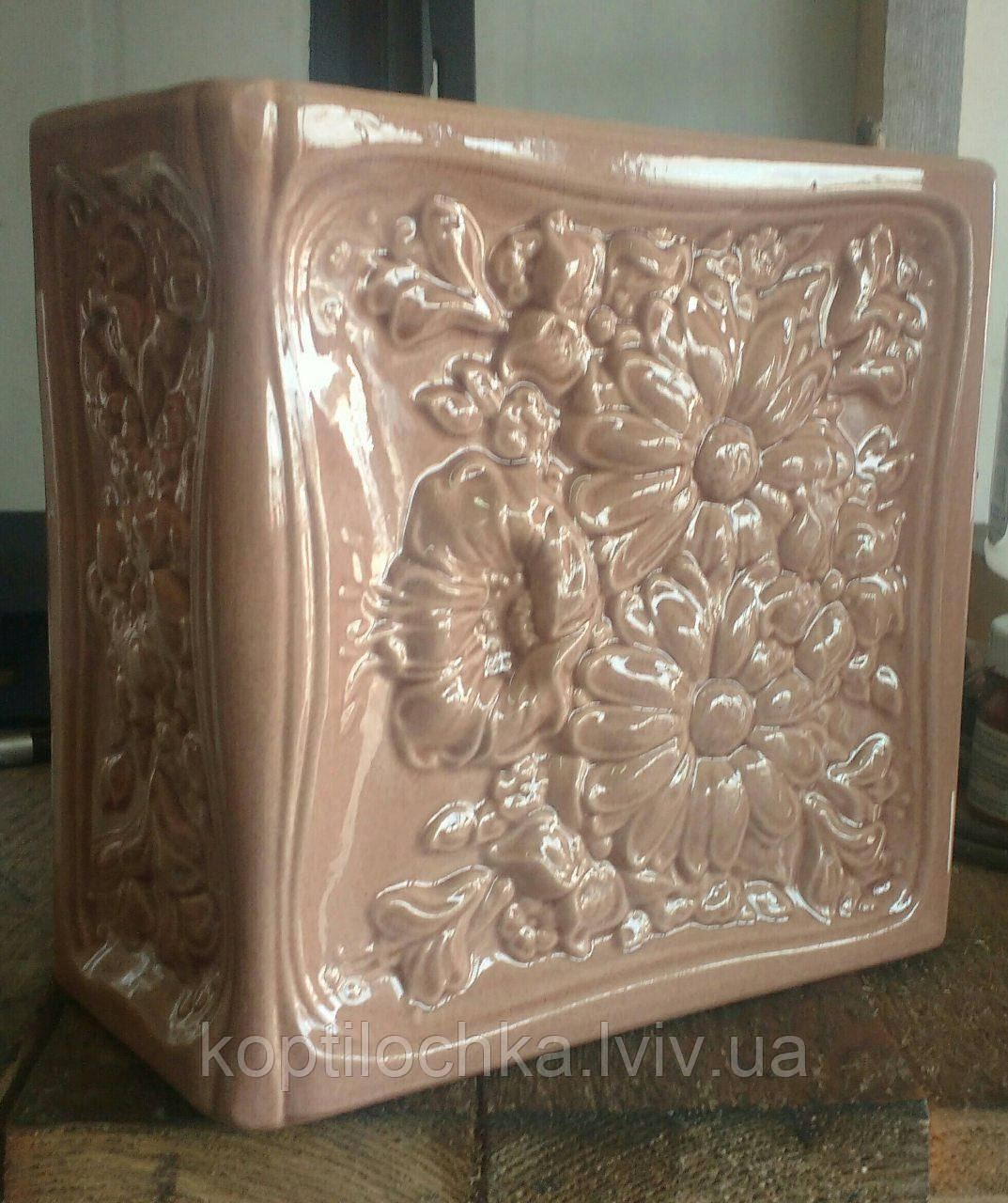 Кахель (изразцы) "Букет", світло коричневий
