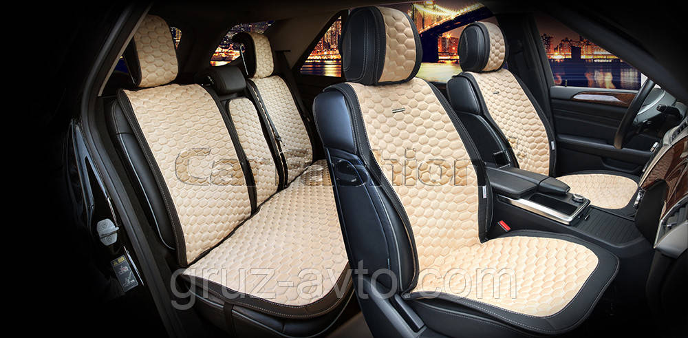 Накидки на сидіння CarFashion Moдель: CAPRI PLUS чорний, бежевий, бежевий (22240)