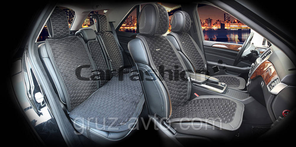 Накидки на сидіння CarFashion Moдель: CAPRI PLUS чорний, чорний, синій (22242)