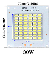 Светодиод 30 ватт под драйвер 30-36V Led 60шт. SMD 5730 LED 30w 32V 70х70мм.