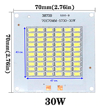 Світлодіод 30 ватт під драйвер 30-36V Led 60шт. SMD 5730 LED 30w 32V 70х70мм.