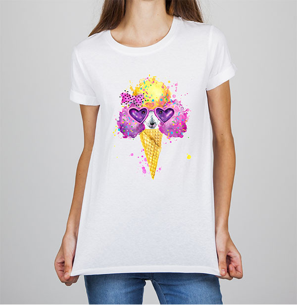 Жіноча футболка з принтом Собака-морозиво S, Білий Push IT