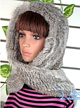 Хутряний капор із кролика сірий, фото 2