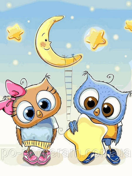 Картина за номерами Babylon Розумні совята (VK226) 30 х 40 см, фото 1