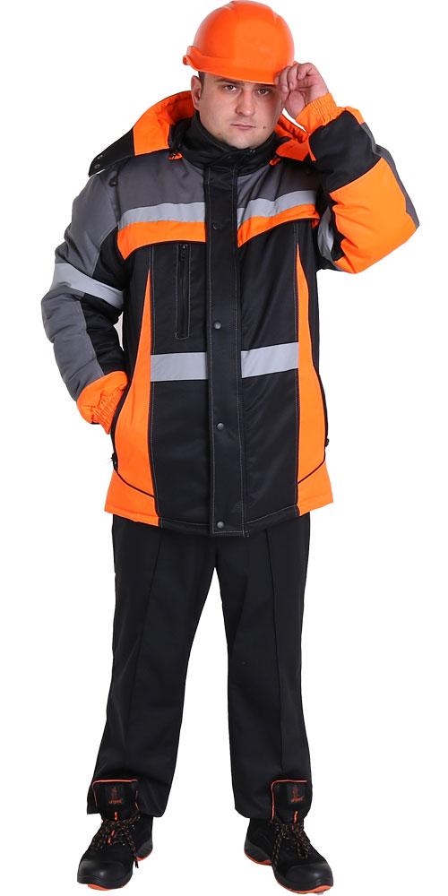 Куртка зимова робоча «СКМ» (чорний з оранжевим)