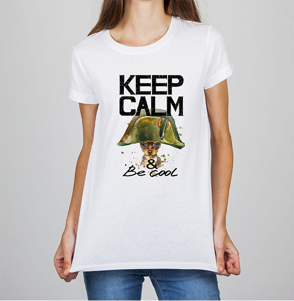 Жіноча футболка із принтом Собака "KEEP CALM & Be Cool" Push IT