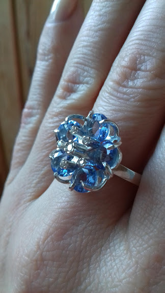 Срібне кільце з блакитними фіанітами Пересвіт, фото 1