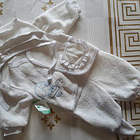 Ошатний дитячий теплий махровий комплект на виписку та хрестини на хлопчика та дівчинку 0-3 місяці, зріст 56-62