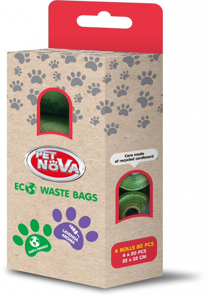 Біорозкладні прибиральні пакети для тварин PET NOVA з ароматом лаванди