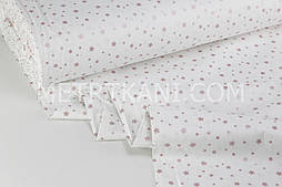 Тканина ранфорс Туреччина 240 см "Звітрозад" (глітер) брудно-рожевий на білому No WH-0196-3