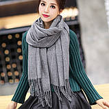 Шарф жіночий демісезонний, теплий, білий в тонку смужку, фото 4