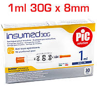 Шприцы инсулиновые INSUMED 1 мл U-100 30G х 8 мм - 30 шт.