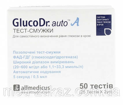 Тест смужки GlucoDr auto (Глюко Др.) №100