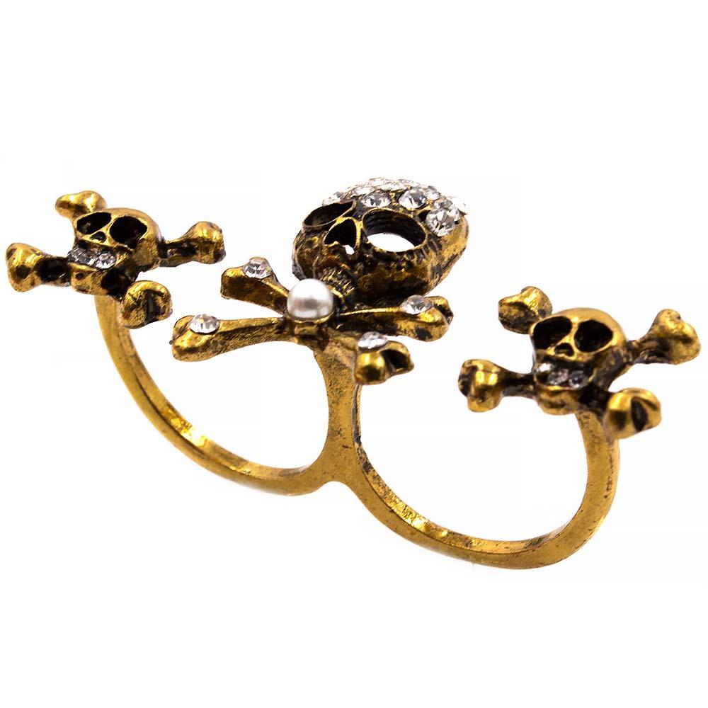 Кільце подвійне «Череп та кістки», фото 1