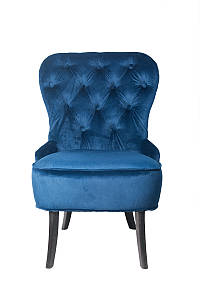 Крісло для педикюру Remi, велюрова оббивка синього кольору, ніжки сосна