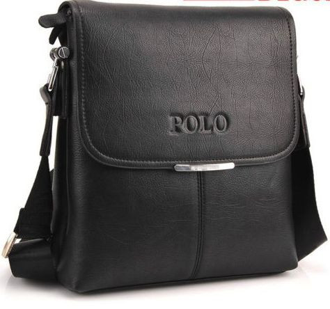 Красива чоловіча чорна сумка Polo через плече