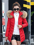 Зимова жіноча куртка — хутряний капюшон, фото 2