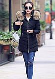 Зимова жіноча куртка — хутряний капюшон, фото 4