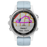 Garmin fenix 5S Plus Glass,Wht w/Sea Foam Bnd (010-01987-23)