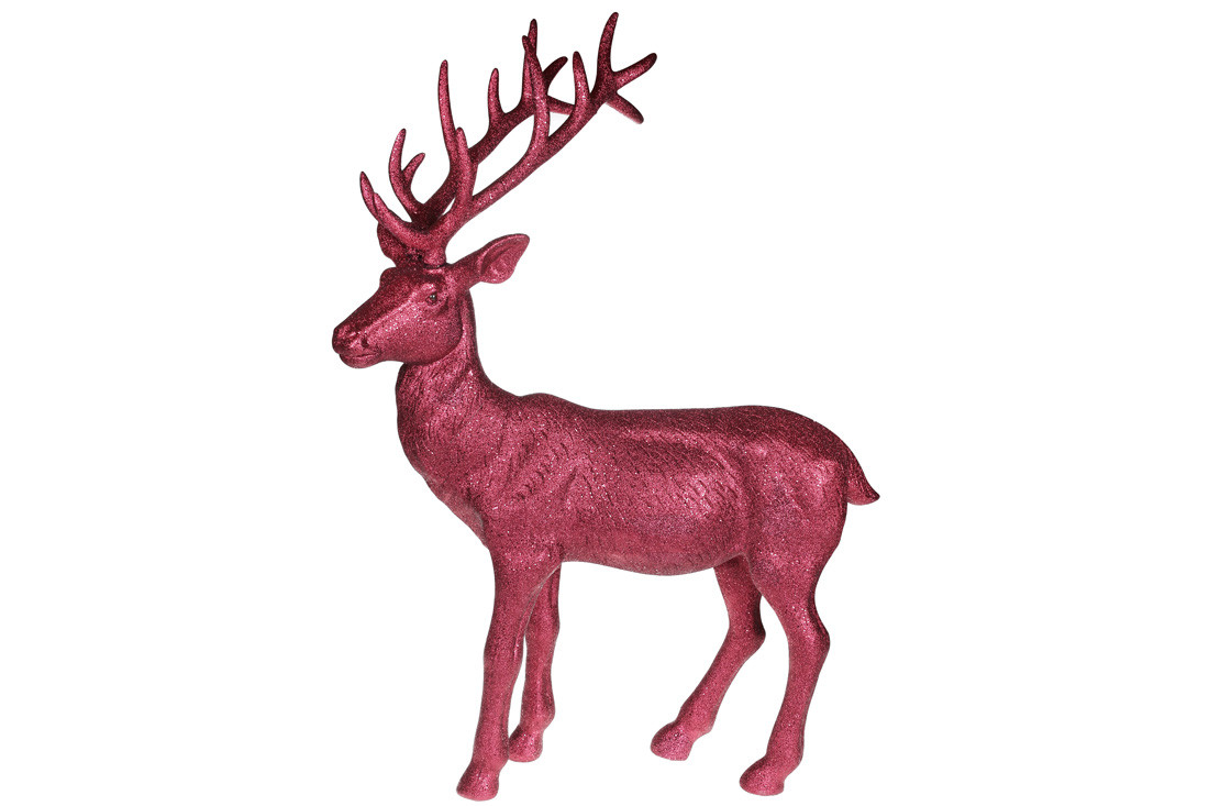 Новорічний декор Олень, 76 см, колір — глітер бордо, пластик, в пакованні 1 шт. (113-314)