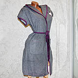 Розмір S (40-42). Жіночий сірий махровий халат із капюшоном і кишенями, теплий, Virginia Secret, Туреччина, фото 4