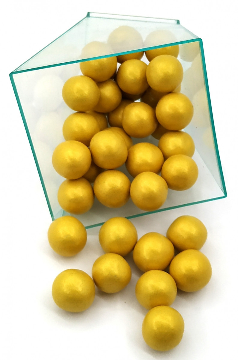 Кондитерська посипка глазурований ПОВІТРЯНИЙ РИС 12 мм Золото (50 грам)