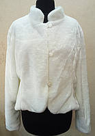 Тепла біла весільна шубка (курточка) для пишних красунь, штучне хутро, розмір 56/58