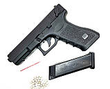 Іграшковий пістолет ZM17, Glok 17, на пульках, з запобіжником, затворна затримка, іграшкова зброя, фото 5