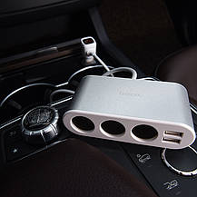 Розгалужувач прикурювача (трійник) 2 USB Hoco Z13 12-24v, фото 5
