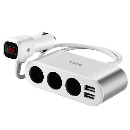 Розгалужувач прикурювача (трійник) 2 USB Hoco Z13 12-24v, фото 1