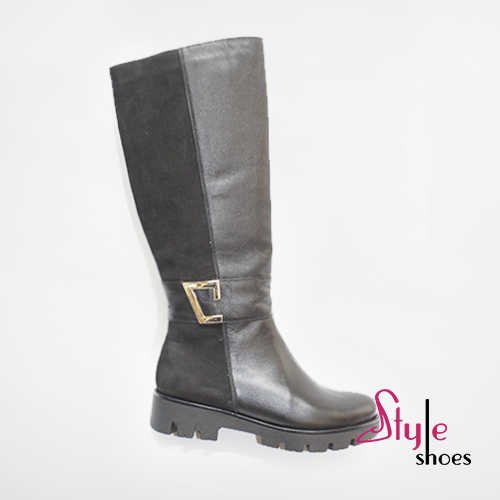 Чоботи жіночі зимові зі шкіри чорного кольору «Style Shoes»