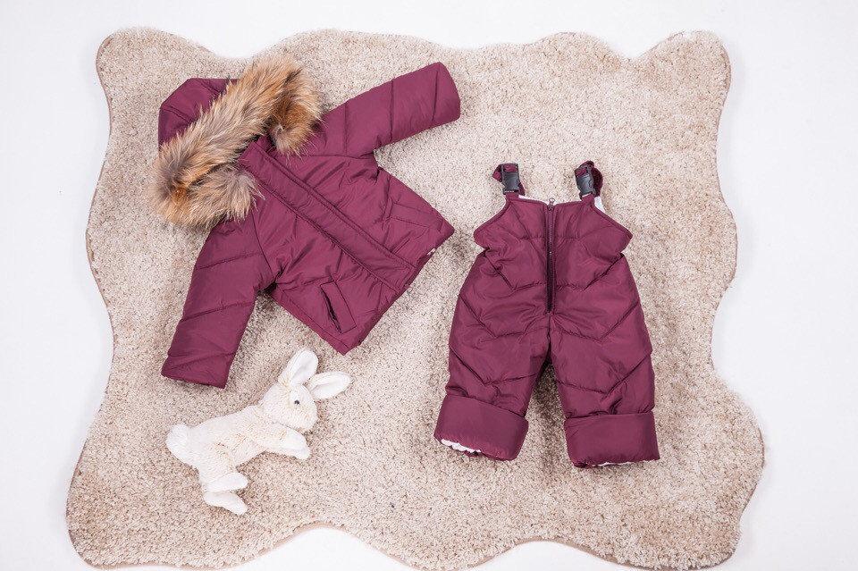 Костюм зимовий дитячий на махрі з опушкою: курточка+ напівкомбінезон на 2 зими.