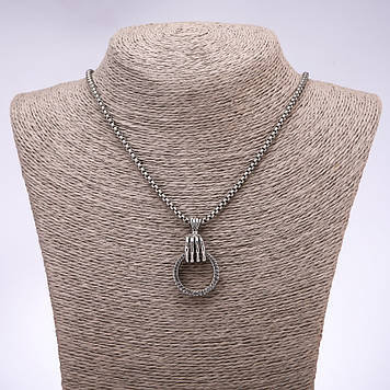 Кулон в стилі "панк гот" Лапа з кільцем 24х6мм на ланцюжку L-65см