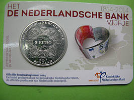 Нідерланди 5 євро 2014 р. 200 років Банку Нідерландів