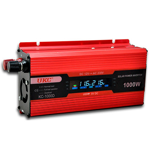 Перетворювач напруги інвертор UKC KC-1000D 1000W з LCD дисплеєм Red (4_386264716)